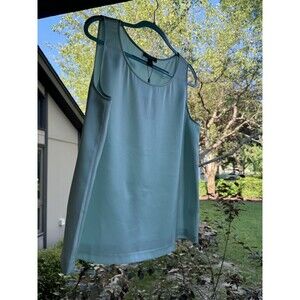 NWT St. John Sleeveless Blouse Satin Women’s Size Large Turquoise Blue Green‎